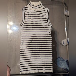 Michael Kors Navy and White Striped Mockneck Size Sml
